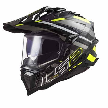 LS2 MX701 Explorer Carbon Edge Glanzend Zwart Fluo Geel, Motoren, Kleding | Motorhelmen, XXL, Nieuw met kaartje, Overige merken