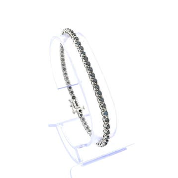 Witgouden armband met blauwe moissanite; 2,75 ct., Gebruikt, Ophalen of Verzenden, Met edelsteen, Goud