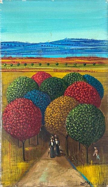 Jean-Michel Terrier (XX) - Paysage surréaliste à larbre