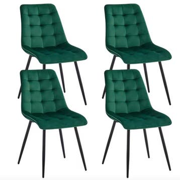 Nieuwe Set 4 Eetkamerstoelen Groen - Fluwelen Zitting Nordic, Overige kleuren, Verzenden, Nieuw, Vier