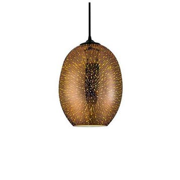 LED Hanglamp 3D - Quanta - Ovaal - Koper Glas - E27, Ophalen of Verzenden, Nieuw, Glas