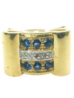 Zonder minimumprijs - Ring - 9 kt. Zilver, Geel goud Saffier, Sieraden, Tassen en Uiterlijk, Ringen, Nieuw