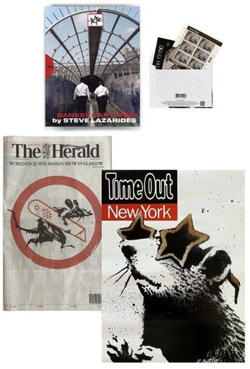 Banksy (1974) - Collectables : FCK PTN! stamps / Time Out