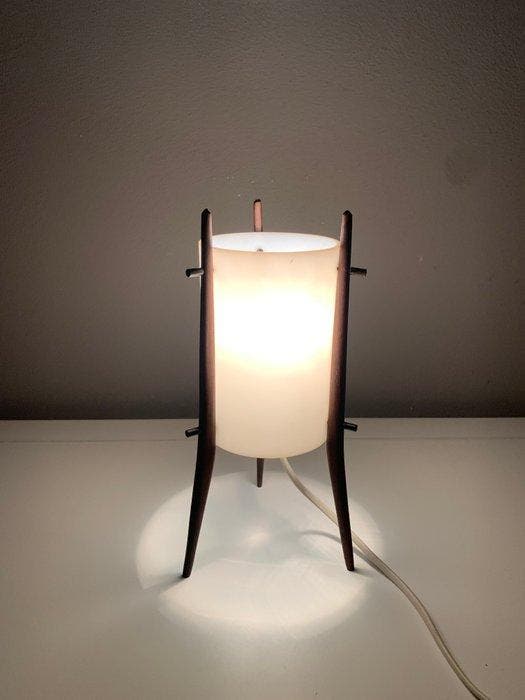 ALFAPLEX Milano - Statief tafellamp - plexiglas, Teak -, Antiek en Kunst, Antiek | Lampen
