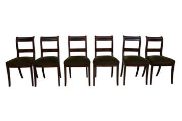 Set van 6 antieke mahonie eetkamerstoelen – Biedermeier/Empi, Ophalen of Verzenden, Nieuw