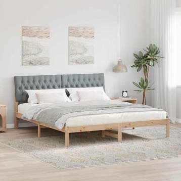 vidaXL Bedframe met Gevoerd Hoofdgedeelte Bruin 180 x 200 cm, Huis en Inrichting, Slaapkamer | Bedden, Verzenden, Nieuw, Bruin
