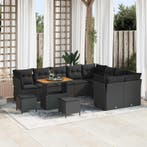 vidaXL Tuinbankenset 12 pcs Zwart poly rattan, Verzenden, Nieuw, Rotan, 2 zitplaatsen