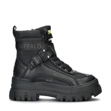 Buffalo Aspha Com 1 veterboots voor dames in het Zwart, Verzenden, Zwart, Lage of Enkellaarzen, Nieuw