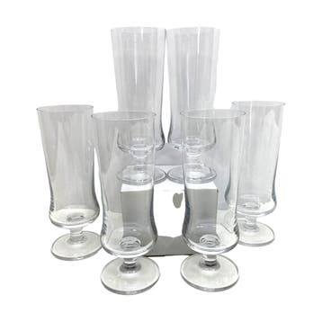 Krosno (Polen) - kristallen bierglazen - 6 stuks - 19 cm, Nieuw