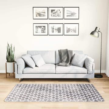 vidaXL Vloerkleed wasbaar anti-slip 80x150 cm meerkleurig, Verzenden, Nieuw, Grijs