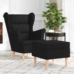 vidaXL Fauteuil met voetenbankje stof zwart, Huis en Inrichting, Fauteuils, Verzenden, Nieuw
