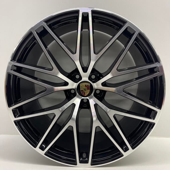 Porsche Macan III ORIGINELE 21 RS Spyder zwart/alu + banden, Auto-onderdelen, Banden en Velgen, 21 inch, Zomerbanden, 295 mm, Personenwagen