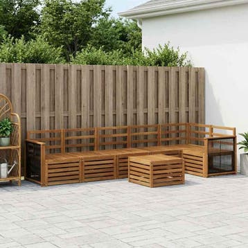 vidaXL Hoekbank Set 6 pcs Naturel Massief Acaciahout, Verzenden, Nieuw