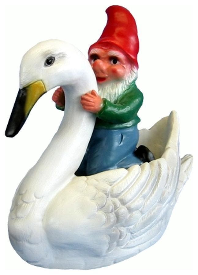 Tuinkabouter op zwaan, Tuin en Terras, Tuinbeelden, Nieuw, Verzenden
