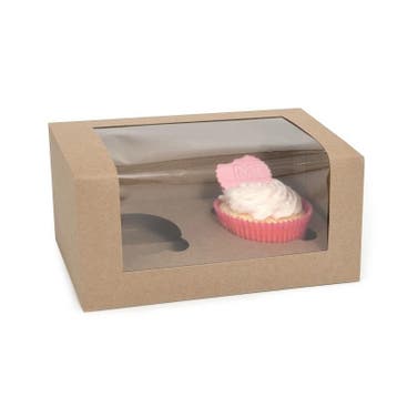 HoM Cupcake Doosje 2 Kraft (incl. tray met venster) 100st., Verzenden, Nieuw