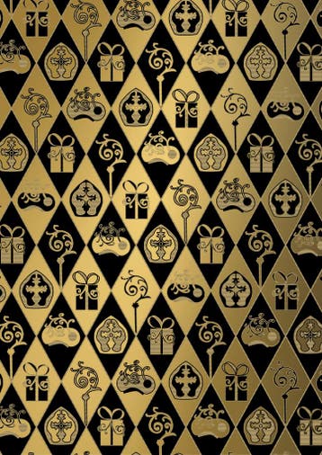 Inpakpapier Sinterklaas Goud Classic - Breedte 50 cm - 125m, Ophalen of Verzenden, Nieuw, Overige typen