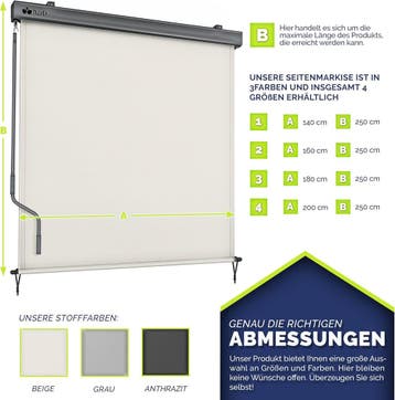 Klemluifel - Balkon luifel - Verticale luifel - 140x250 cm -, Verzenden, Zo goed als nieuw