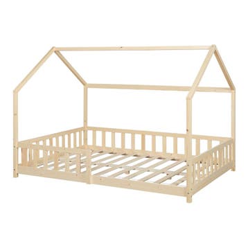 Kinderbed Hesel huisbed met uitvalbeveiliging 140x200 cm hou, Verzenden, Nieuw