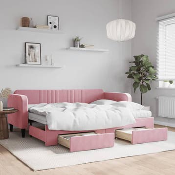 vidaXL Slaapbank met onderschuifbed en lades 80x200 cm, Eenpersoons, Verzenden, Nieuw, 80 cm