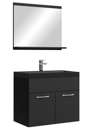 Badkamermeubel Montreal Set 02 60 x 35 cm Mat Zwart, Verzenden, Nieuw, Wastafelkast