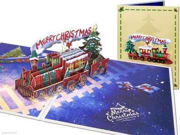Luxe 3D Pop-up Kerstkaart Kersttrein - Nostalgische Stoom..., Verzenden, Nieuw