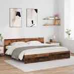 vidaXL Bedframe met hoofdeinde Oud Hout 180 x 200 cm Bewerkt, Verzenden, Nieuw, Bruin, Hout