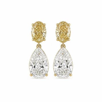 Oorbellen - 14 karaat Geel goud - 6.00ct. tw. Diamant, Nieuw