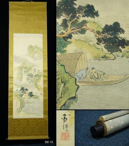 Absolute auction – Japanese landscape with waterfall and, Antiek en Kunst, Antiek | Overige Antiek