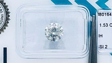 1 pcs Diamant (Natuurlijk) - 1.53 ct - Rond - H - SI2 -, Sieraden, Tassen en Uiterlijk, Edelstenen, Nieuw