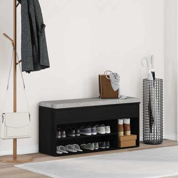 vidaXL Shoe Bench Medium Engineered Wood Zwart eiken, Verzenden, Nieuw