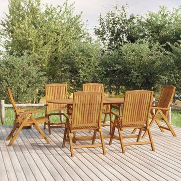 vidaXL 7-delige Tuinset massief teakhout, Tuin en Terras, Verzenden, 6 zitplaatsen, Teakhout, Nieuw