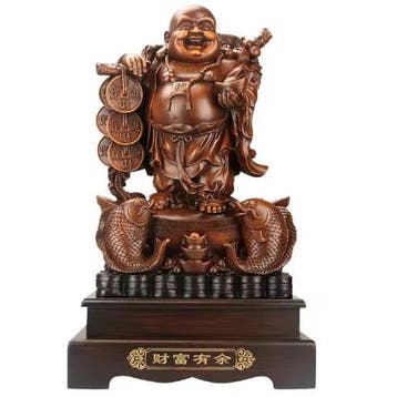 Lachende Boeddha Beeld met Draak en Schildpad Decoratie, Verzenden, Nieuw