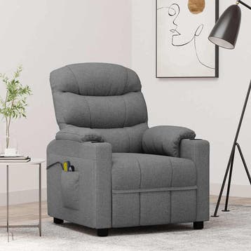 vidaXL Massagestoel elektrisch stof lichtgrijs, Verzenden, Nieuw
