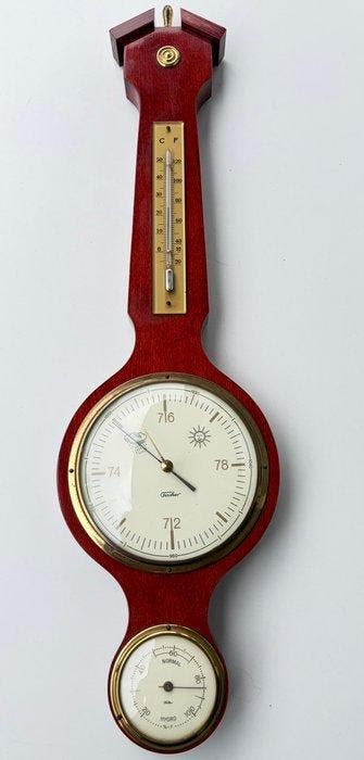 Fischer Aneroid barometer - Hout, messing, glas -, Antiek en Kunst