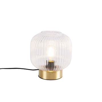 Art Deco tafellamp messing met glas - Karel, Verzenden, Nieuw, Glas