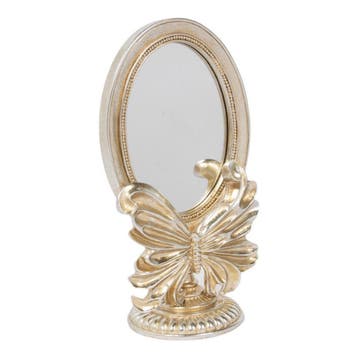 Spiegel Ovaal vlinder hars zilver 14,6x10x25,3cm, Verzenden, Nieuw