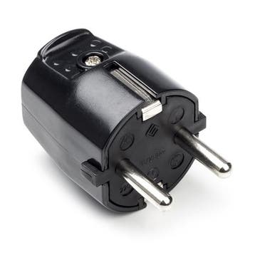 Schuko stekker | Q-link (Randaarde, 16 A, Zwart), Doe-het-zelf en Verbouw, Verzenden, Nieuw