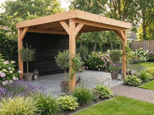 Veiling - Overkapping met achterwand 300x400cm, Tuin en Terras, Overkappingen, Nieuw