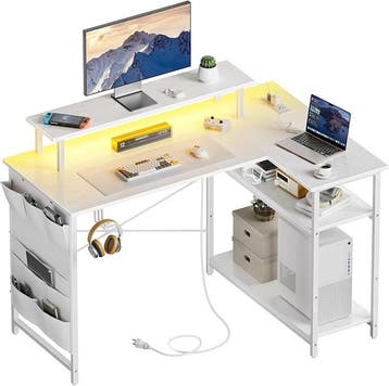 Gaming bureau - Gaming desk - Hoekbureau - 110x80 cm - Wit -, Verzenden, Zo goed als nieuw