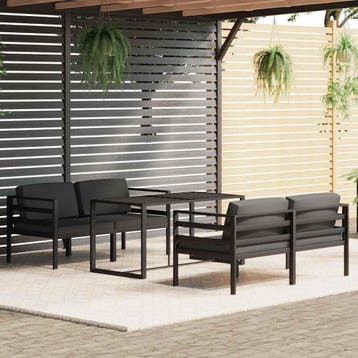 vidaXL 5-delige Loungeset met kussens aluminium, Tuin en Terras, Verzenden, Nieuw, Aluminium, Loungeset