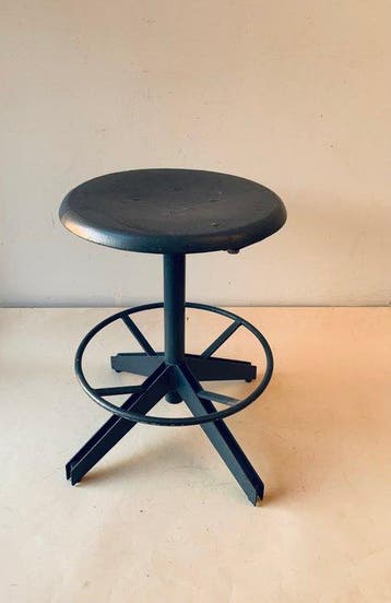 Industrial Stool - Kruk - Hout, IJzer - Verstelbaar in