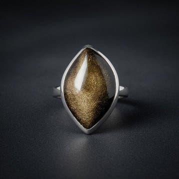 Ring van gouden obsidiaan uit Mexico. Montage op 925 zilver.