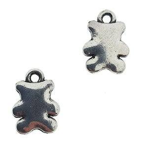 2 x Metalen beer bedel 15 x 11 mm - Antiek zilver (Nikkel..., Ophalen of Verzenden, Nieuw, Bedel