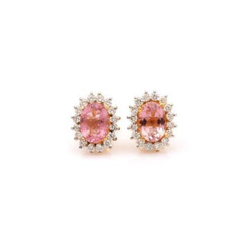 Oorstekers - 14 karaat Geel goud - 1.99ct. tw. Toermalijn -