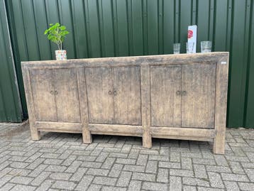 Dressoir 229 cm antiek Elm houten exclusief Uniek item., Verzenden, Dressoir 229cm antiek Elm hout Uniek item voorraad gratis thuis 