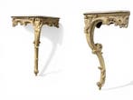 Wandtafel (2) - Deels vergulde en gepolychromeerde console