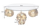 Design salontafel SKULL XXL 90cm goud rond glazen blad, Ophalen of Verzenden, Nieuw