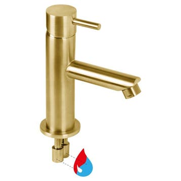 Differnz koud/warmwater kraan recht - mat goud, Verzenden, Nieuw