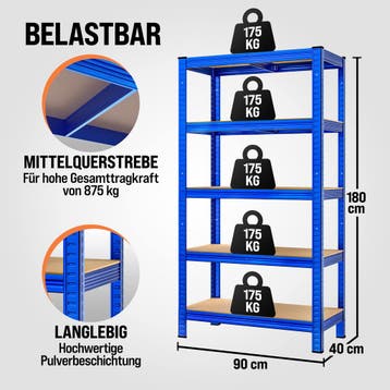 Stellingkast 2 Stuks Blauw 180x90x40cm tot 875kg (Kasten), Verzenden, Nieuw