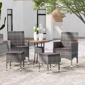 vidaXL 5-delige Loungeset poly rattan grijs, Verzenden, Nieuw, Loungeset